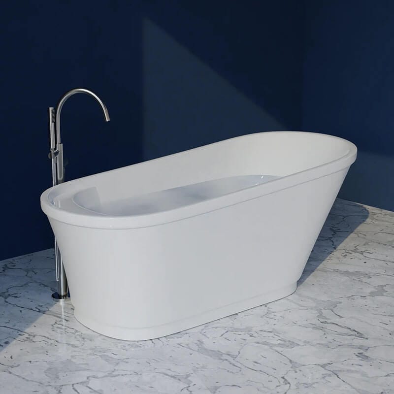 Trone Bella B6630 66 x 30 Inch Freestanding Soaker Tub Stainless Steel Floor-Mounted Faucet