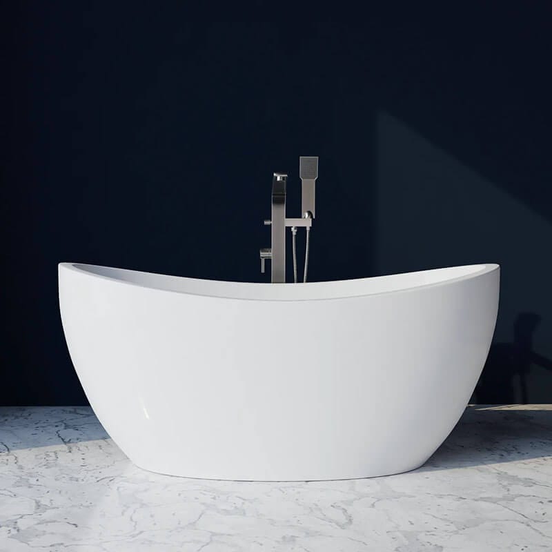 Trone Cloe C5932 59 x 32 inch Freestanding Acrylic Soaker Tub
 Curved Double Back Front View