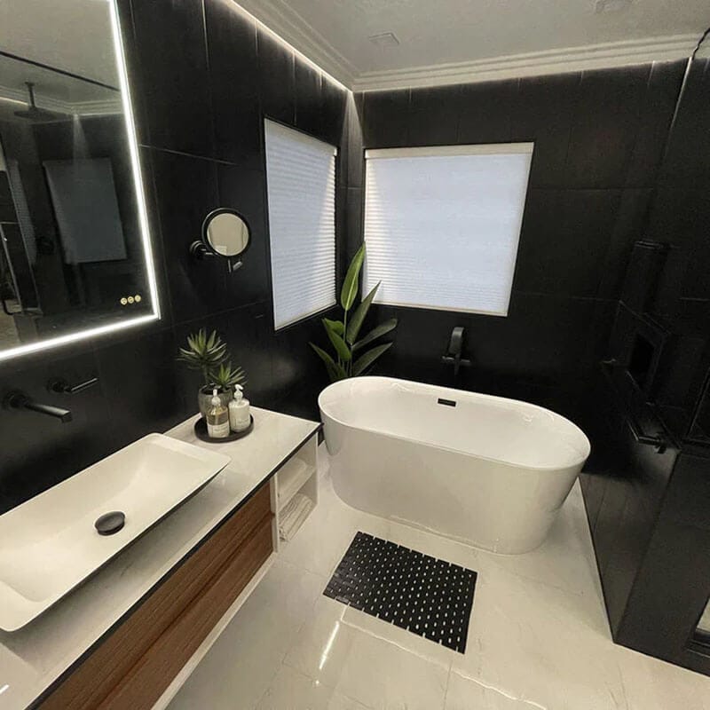 Trone Flora F5930 59 x 30 Freestanding Acrylic Soaker Tub Black Faucet