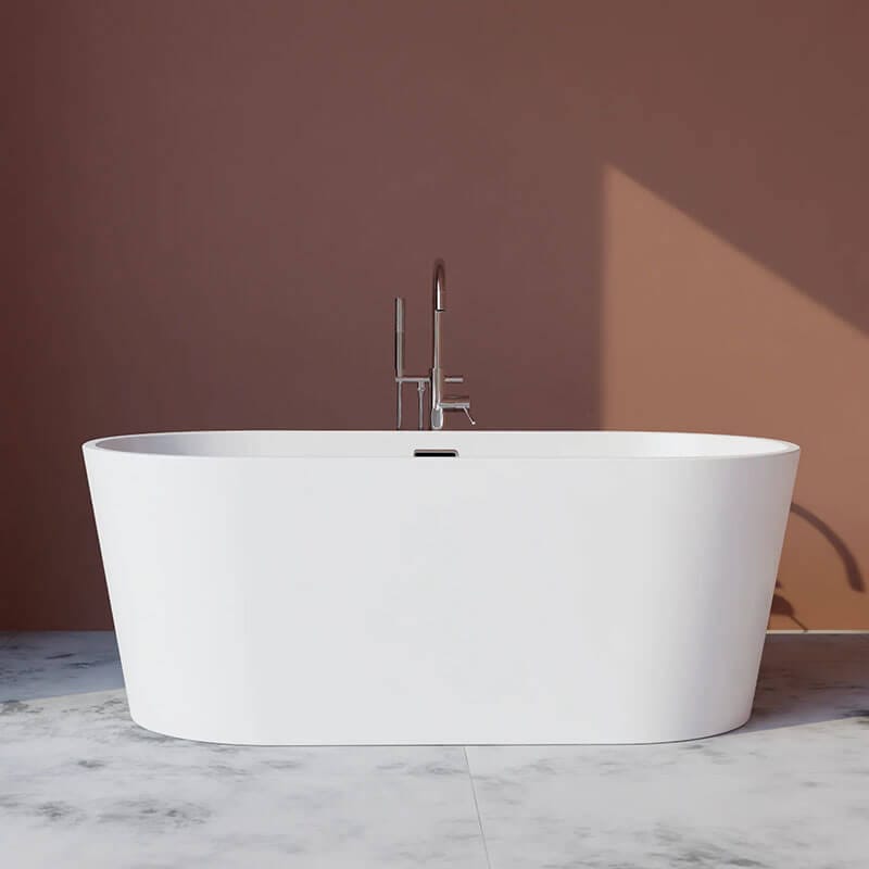 Trone Flora F5930 59 x 30 Freestanding Acrylic Soaker Tub Minimalist Curve