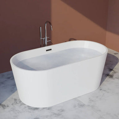 Trone Flora F5930 59 x 30 Inch Freestanding Acrylic Soaker Tub Handheld Shower Rear View