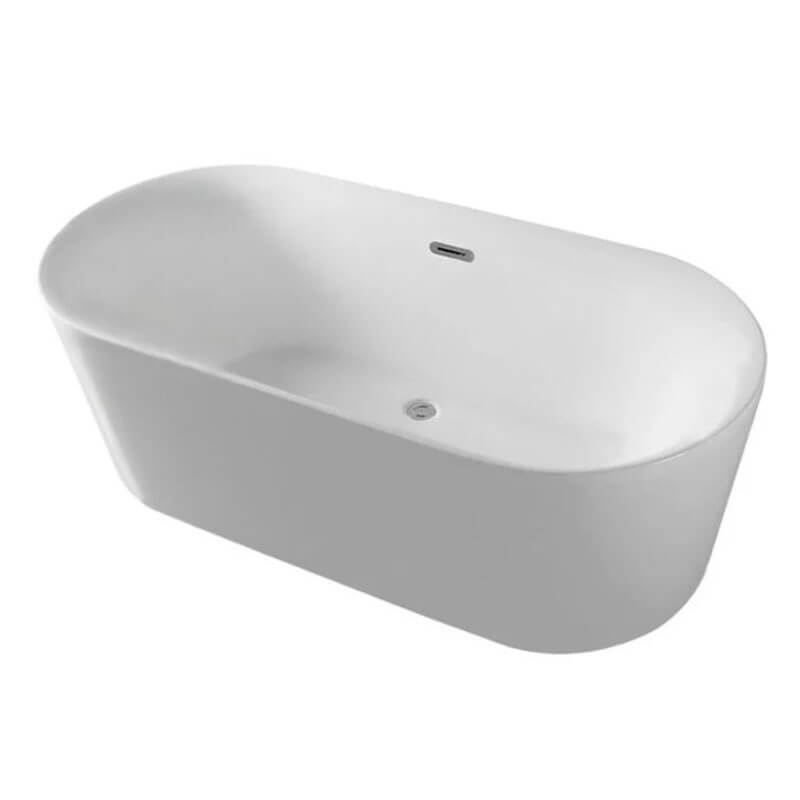 Trone Flora F5930 59 x 30 Inch Freestanding Acrylic Soaker Tub Rectangular overflow
