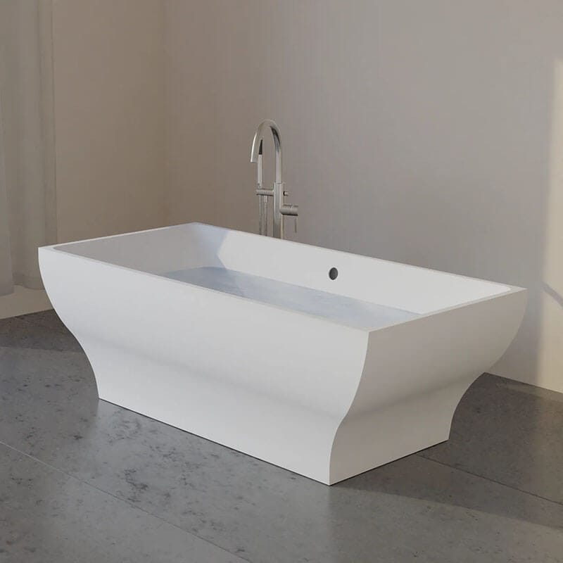 Trone Roshelle R6632 66 x 32 Freestanding Acrylic Soaker Tub Curved Base Chrome Faucet