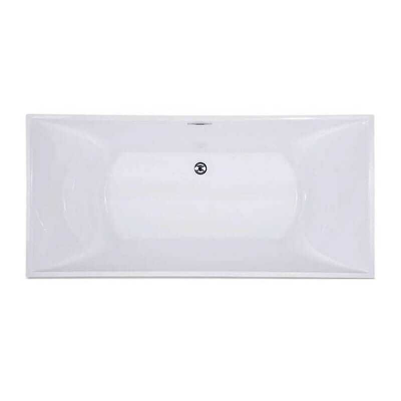 Trone Roshelle R6632 66 x 32 Freestanding Acrylic Soaker Tub Top Down View Central Drain
