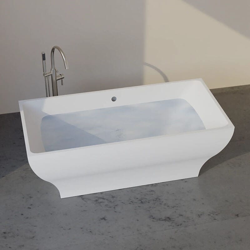 Trone Roshelle R6632 66 x 32 inch Freestanding Acrylic Soaker Tub Modern Curved Design