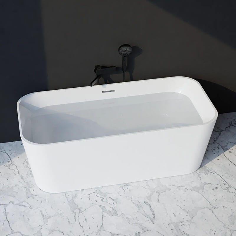 Trone Zion Z6731 67 x 31 Freestanding Acrylic Soaker Tub Black Wall Mounted Faucet Front Top View