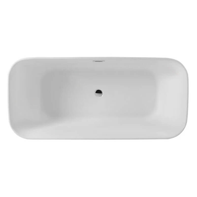 Trone Zion Z6731 67 x 31 inch Freestanding Acrylic Soaker Tub Central Drain Top Edge Overflow
