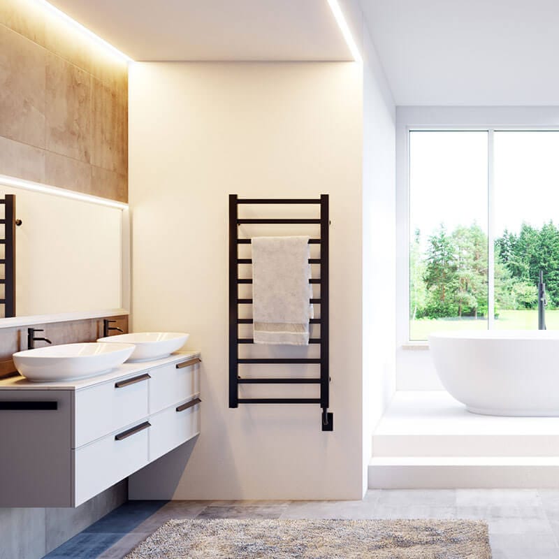 Tuzio Laveno 23.5 X 47.5 Inch Towel Warmer Matte Black Front View