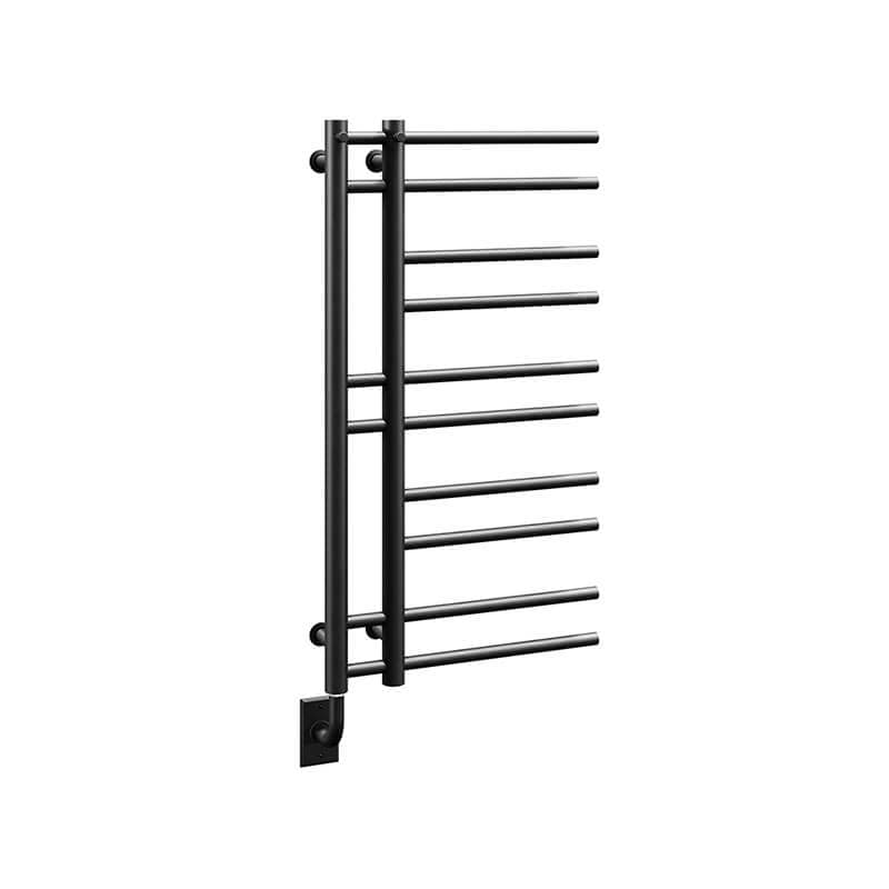 Tuzio Ortona 19.5 Inch X 37 Inch Towel Warmer Matte Black Corner View