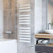 Tuzio Romano 19.5 X 51 Inch Towel Warmer Corner View Bathroom Set Up