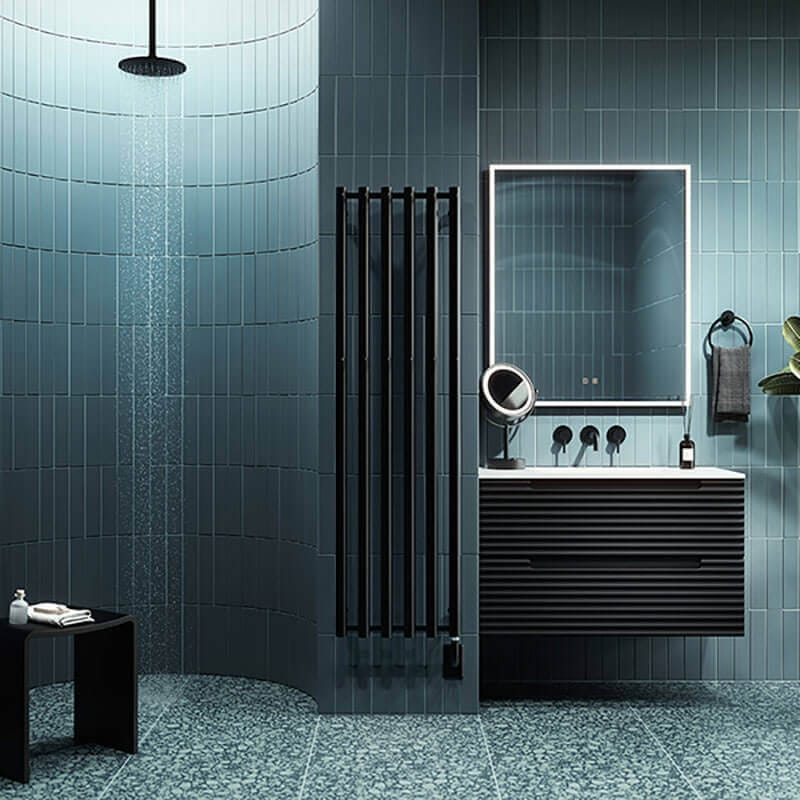 Tuzio Rosendal 16.5 X 37.5 Towel Warmer Matte Black Front View