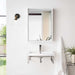 two boston 18" wall brackets in brushed nickel with 23.6" white glossy composite stone top front view