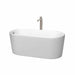 Ursula 59" Freestanding Acrylic Matte White Bathtub With Brushed Nickel Trim Top Front View