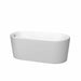 Ursula 59" Freestanding Acrylic Matte White Bathtub With Polished Chrome Trim No Faucet Top Front View