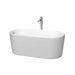 Ursula 59" Freestanding Acrylic Matte White Bathtub With Polished Chrome Trim Top Front View
