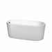 Ursula 59" Freestanding Acrylic White Bathtub With Matte Black Trim No Faucet Top Front View