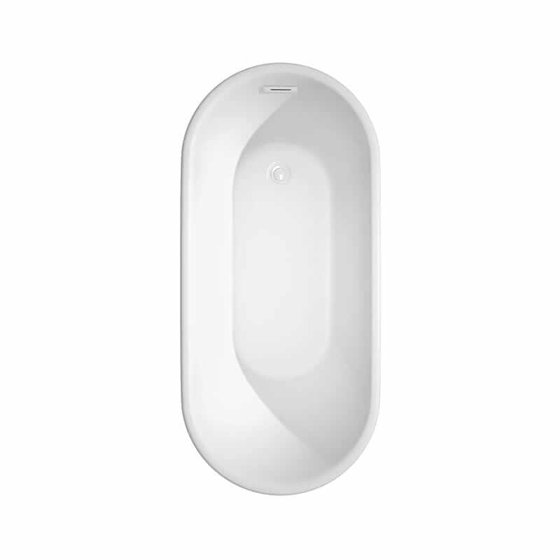 Ursula 59 Inch Freestanding Acrylic White Bathtub With Shiny White Trim No Faucet Top View