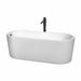 Ursula 67" Freestanding Acrylic White Bathtub With Matte Black Trim Top Front View