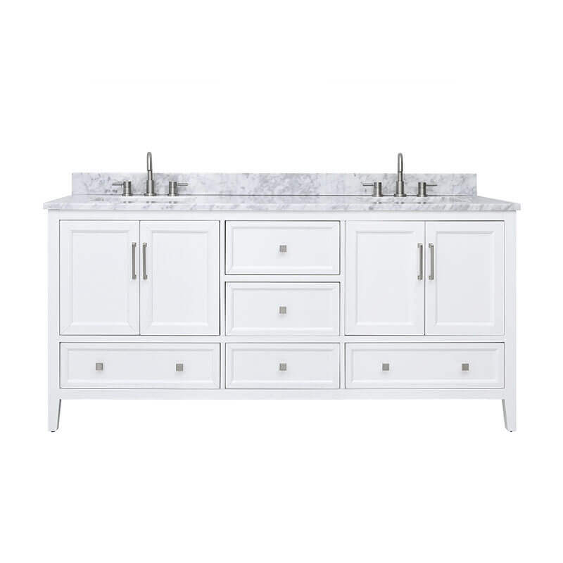 Vanity Everette 72 Single Vanity White in Carrara White Marble