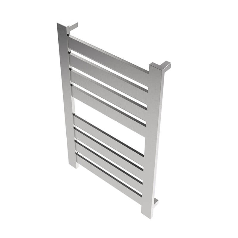 Vega v2337.2 8 Panel Hardwired Towel Warmer Brushed Stainless Corner View