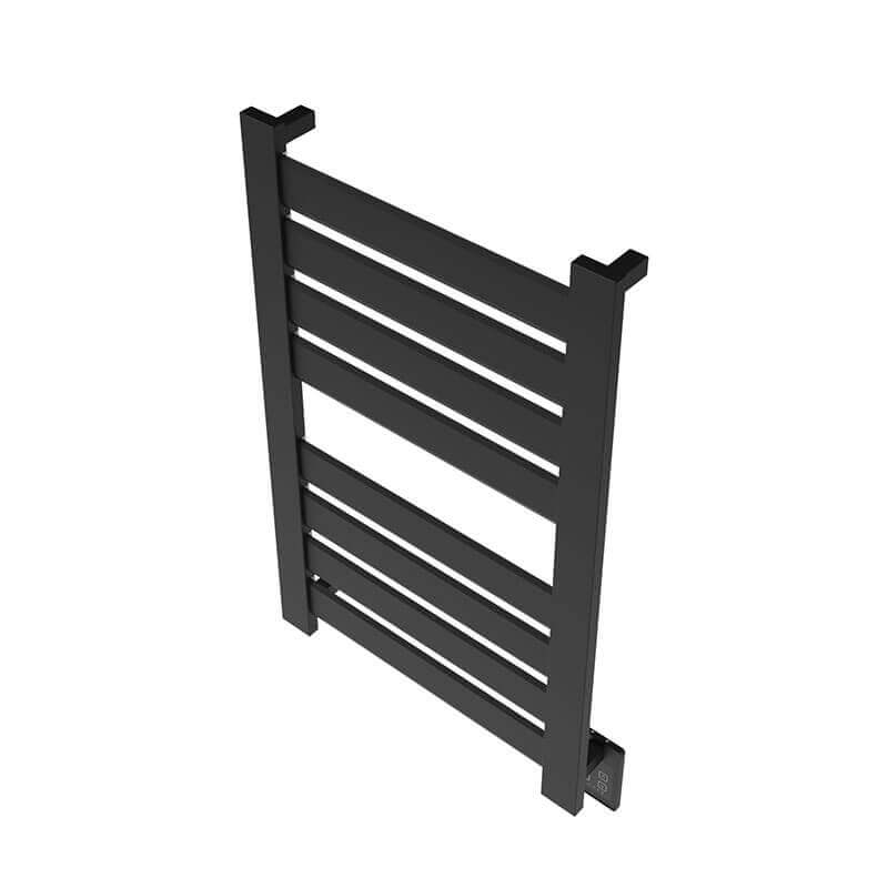 Vega v2337.2 8 Panel Hardwired Towel Warmer Matte Black Corner View