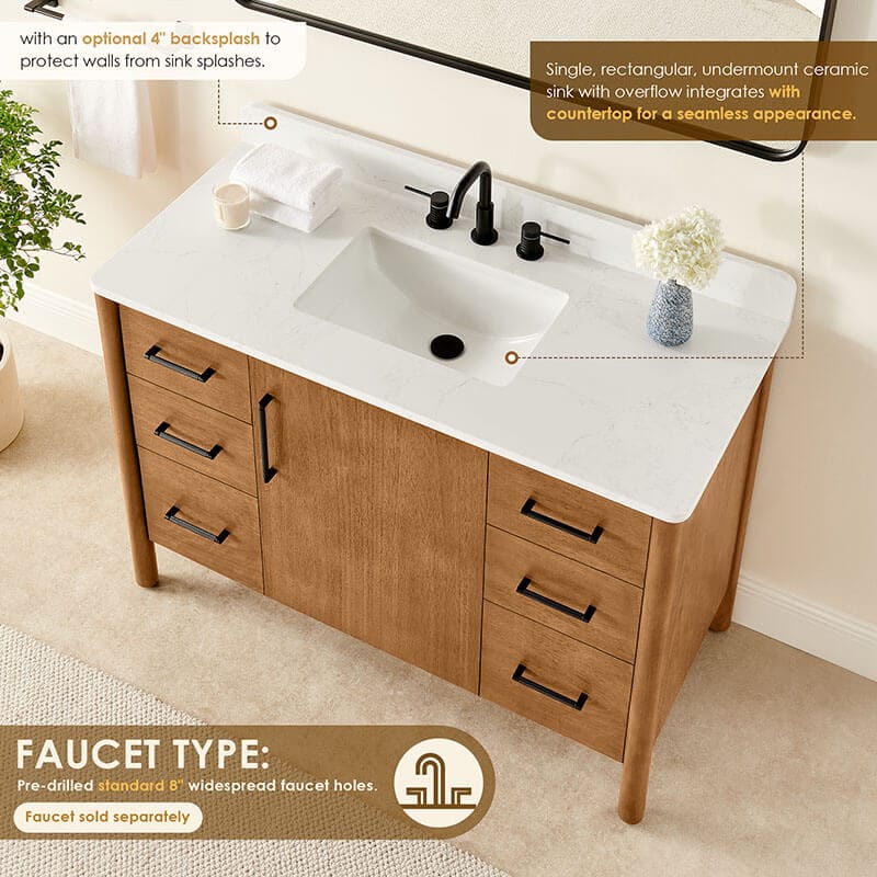 Velora 48 Single Bathroom Vanity with Top Mango Brown Countertop