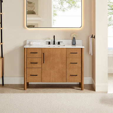 Velora 48 Single Bathroom Vanity with Top Mango Brown Front View