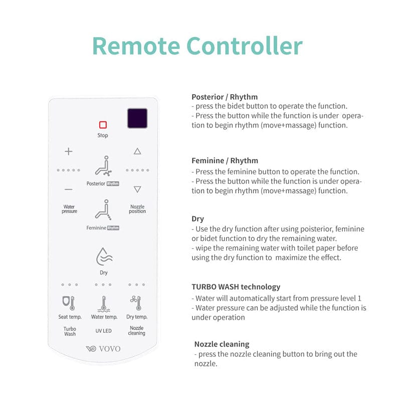 vovo stylement vb 4000se vb 4100sr bidet toilet seat remote control features