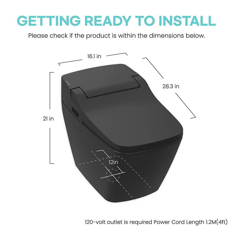 vovo TCB-090SA(B) smart bidet toilet dimensions