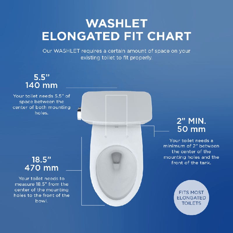 Washlet S1 Bidet Seat Elongated Fit Chart