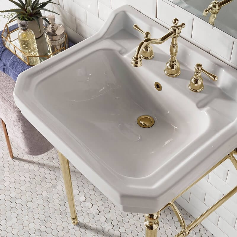 Wellington 24" Single Vanity With Brass Finish Stand Up Close Sink