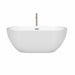 Wyndham Collection Brooklyn 60 Inch Freestanding Acrylic White Bathtub With Brushed Nickel Trim Front View