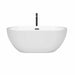 Wyndham Collection Brooklyn 60 Inch Freestanding Acrylic White Bathtub With Matte Black Trim Front View