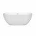 Wyndham Collection Brooklyn 60 Inch Freestanding Acrylic White Bathtub With Shiny White Trim No Faucet Front View