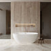 Wyndham Collection Brooklyn 67" Freestanding Acrylic White Bathtub With Brushed Nickel Trim Lifestyle