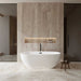 Wyndham Collection Brooklyn 67" Freestanding Acrylic White Bathtub With Matte Black Trim Lifestyle