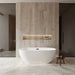Wyndham Collection Brooklyn 67" Freestanding Acrylic White Bathtub With Matte Black Trim No Faucet Lifestyle
