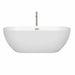 Wyndham Collection Brooklyn 67 Inch Freestanding Acrylic White Bathtub With Brushed Nickel Trim Front View