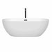 Wyndham Collection Brooklyn 67 Inch Freestanding Acrylic White Bathtub With Matte Black Trim Front View