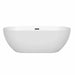 Wyndham Collection Brooklyn 67 Inch Freestanding Acrylic White Bathtub With Matte Black Trim No Faucet Front View