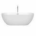 Wyndham Collection Brooklyn 67 Inch Freestanding Acrylic White Bathtub With Polished Chrome Trim Front View