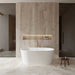 Wyndham Collection Carissa 60" Freestanding Acrylic White Bathtub Shiny White Trim and Brushed Gold Faucet Lifestyle