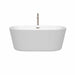 Wyndham Collection Carissa 60 Inch Freestanding Acrylic White Bathtub With Brushed Nickel Trim Front View