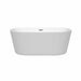 Wyndham Collection Carissa 60 Inch Freestanding Acrylic White Bathtub With Brushed Nickel Trim No Faucet Front View