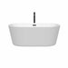 Wyndham Collection Carissa 60 Inch Freestanding Acrylic White Bathtub With With Matte Black Trim Front View