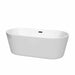 Wyndham Collection Carissa 67" CD Freestanding Acrylic White Bathtub With Matte Black Trim No Faucet Top Front View