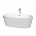 Wyndham Collection Carissa 67" CD Freestanding Acrylic White Bathtub With Polished Chrome Trim Top Front View