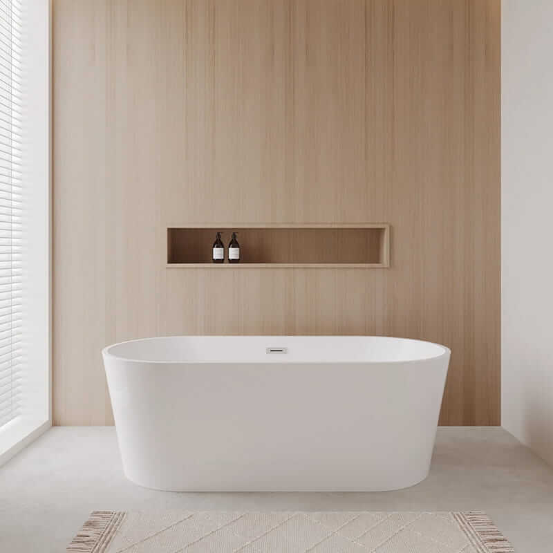 Wyndham Collection Carissa 67" Freestanding Acrylic White Bathtub With Polished Chrome Trim No Faucet Lifestyle