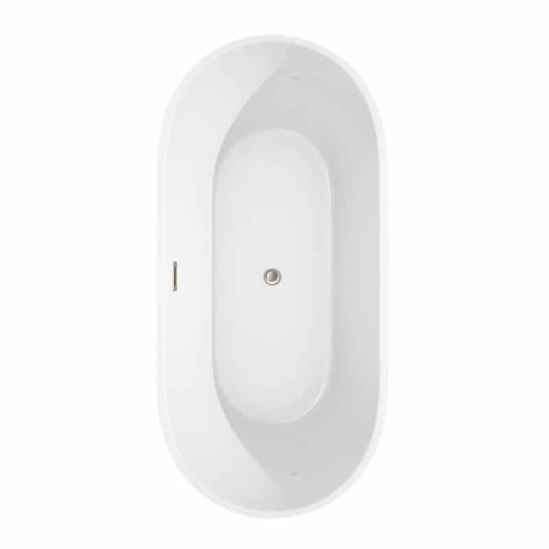 Wyndham Collection Carissa 67 Inch CD Freestanding Acrylic White Bathtub With Brushed Nickel Trim No Faucet Top View