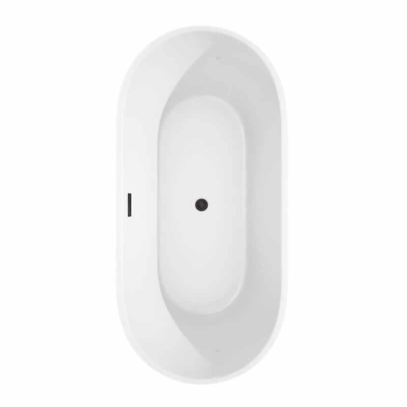 Wyndham Collection Carissa 67 Inch CD Freestanding Acrylic White Bathtub With Matte Black Trim No Faucet Top View